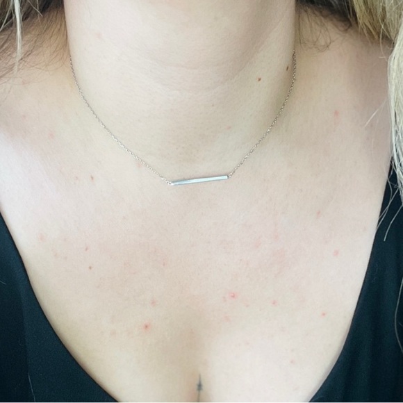 Minimalist S.Leaf Sterling Silver Bar Necklace Pendant
18.5” - Picture 3 of 5